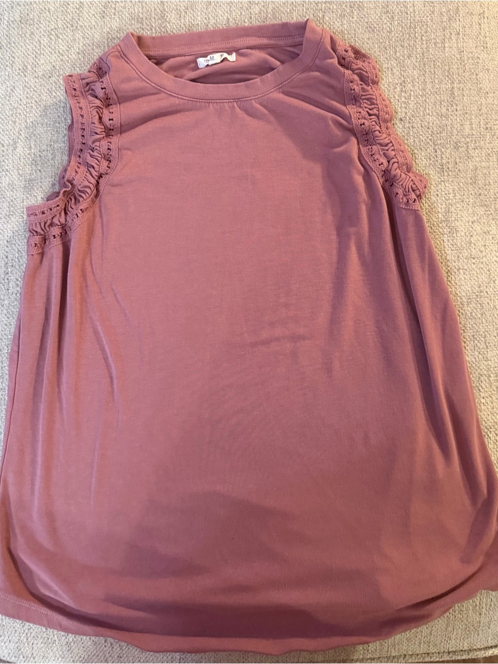 Maurices Dusty Rose Cold-Shoulder Lace Trim Tank